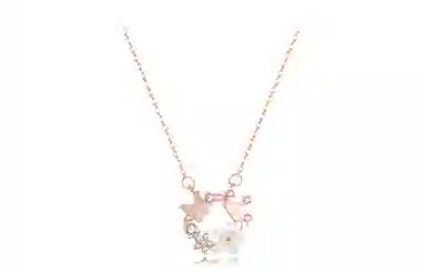 牧言 甜美可爱少女系简约小众设计高级感 光面立体镂空花环蝴蝶皇冠桃花锁骨链 合金 花蝶之约项链 女款