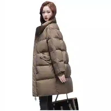 鸭鸭 宽松中长款立领茧型百搭保暖通勤韩系羽绒服 女款