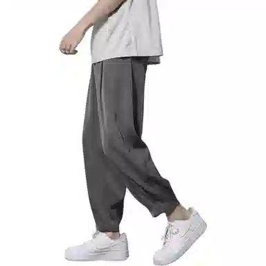 顶峰保罗 冰丝薄款速干纯色简约垂感运动束脚九分裤潮流显高显瘦宽松凉感透气百搭大码休闲裤 男女同款