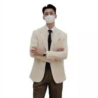沐诚阳译 何青菜 那不勒斯泡泡纱条纹男春夏单西休闲平驳领外套西装 男款