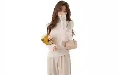 花栗鼠小姐 纯色高领长袖针织衫 女款