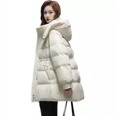 鸭鸭 纯色简约通勤连帽拉链羽绒服 女款