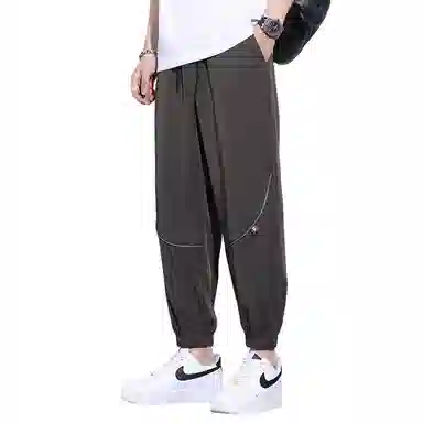 顶峰保罗 无性别主义冰丝裤子薄款亲肤透气凉感宽松束脚大码速干垂感运动时尚百搭潮流九分休闲裤 男女同款