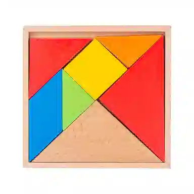 图米鱼 榉木木质七巧板智力拼图学生用教具木制现代 早教益智玩具