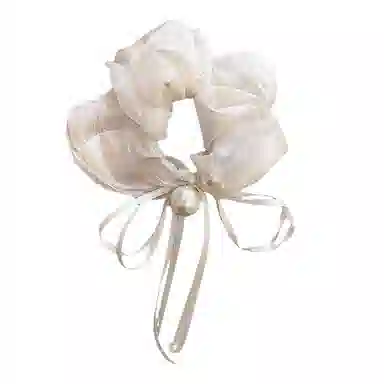 蒙妮 森系蝴蝶结飘带珍珠发绳氛围感#好运 布艺 发圈 女款