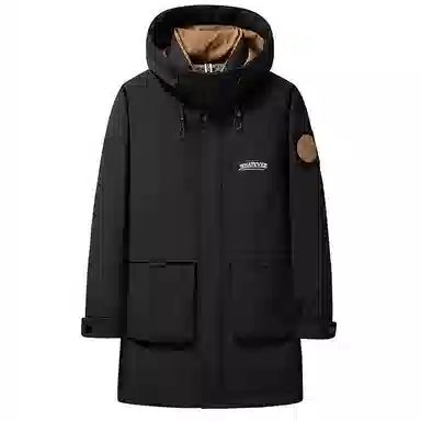 鸭鸭 中长款加厚保暖休闲宽松连帽套头羽绒服 男女同款