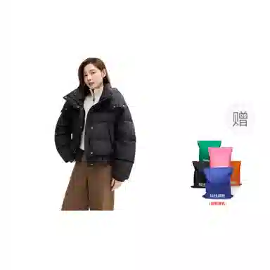 鸭鸭 休闲连帽短款舒适纯色羽绒服 女款
