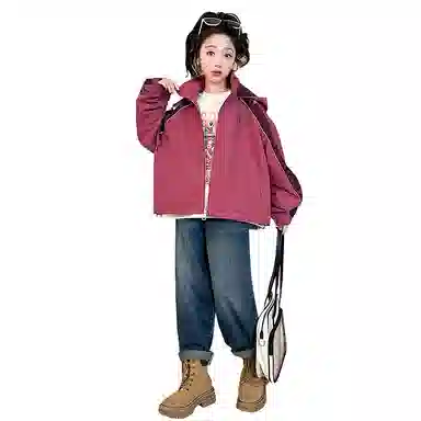 迷乐童堡 洋气连帽户外冲锋衣 儿童款 红褐色