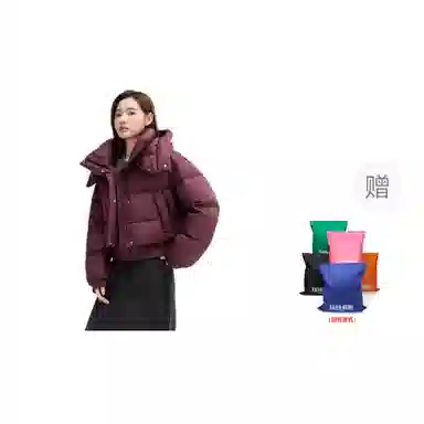 鸭鸭 休闲连帽短款舒适纯色羽绒服 女款