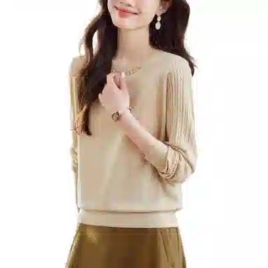 曲韩 纯色女时尚通勤百搭针织衫 女款