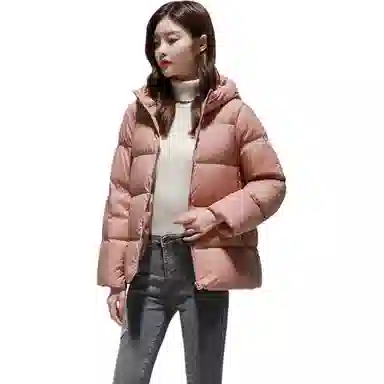 鸭鸭 纯色百搭宽松拉链连帽简约时尚轻薄户外羽绒服 女款