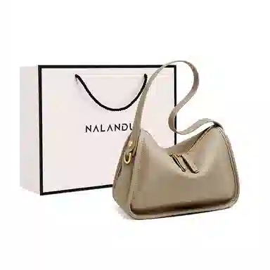 纳兰杜 包包女时尚百搭通勤高级感品牌女包 头层牛皮 枕头包斜挎包单肩包腋下包 中号 女款 大象灰