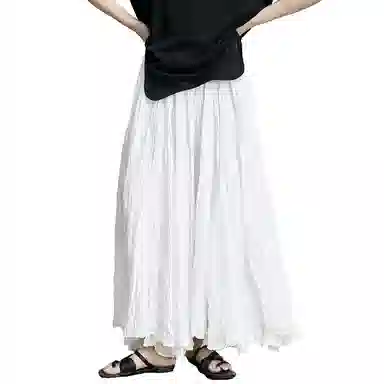 陆与山屿 纯色中腰宽松百搭休闲长裙 男女同款