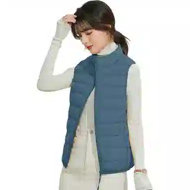 鸭鸭 纯色拉链立领羽绒马甲 女款