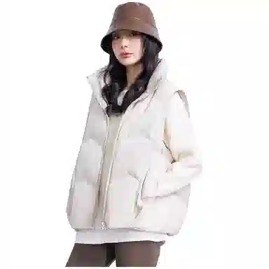 鸭鸭 时尚纯色立领百搭休闲加厚保暖简约外穿通勤办公室穿搭羽绒马甲 女款