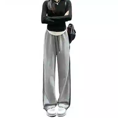 莫代尔 美式宽松垂感束脚三杠厚款休闲裤 女款