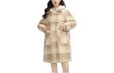 鸭鸭 中长款加厚格子大衣保暖外套真两件羽绒服 女款