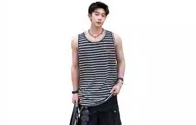 王者荣耀 标语款 美式复古条纹宽松舒适居家户外通勤健身休闲百搭潮流时尚圆领背心 男女同款