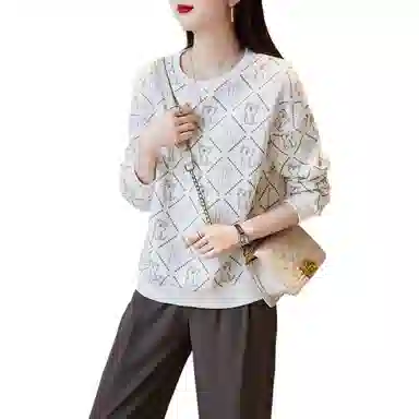 【dme】 圆领字母动物印花休闲长袖卫衣 女款 本白