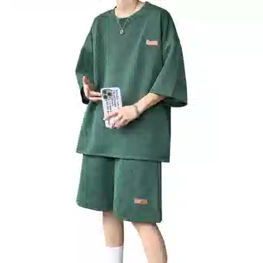 沐诚阳译 冰丝薄款宽松搭配帅气美式复古休闲运动套装 男女同款