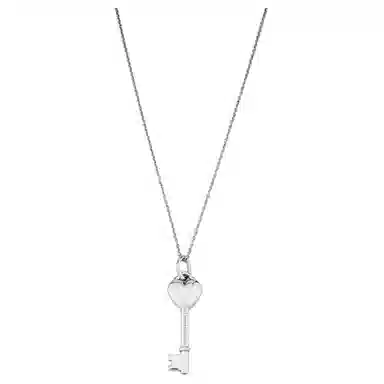 Tiffany & Co. Keys Blue Enamel Heart Key Pendant Necklace
