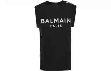 Balmain Sleeveless Logo T-Shirt Black
