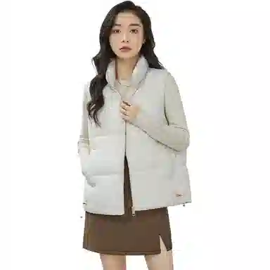 鸭鸭 拉链纯色短款马甲 女款