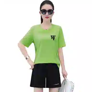 左岸 夏季简约纯色时尚潮流修身显瘦日常通勤百搭舒适轻薄清爽透气吸汗自然遮肉柔软亲肤户外两件套休闲套装 女款