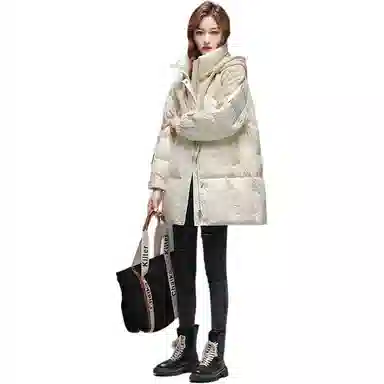 鸭鸭 休闲保暖长袖连帽羽绒服 女款