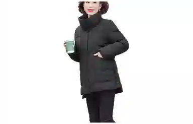 鸭鸭 纯色立领拉链羽绒服 女款