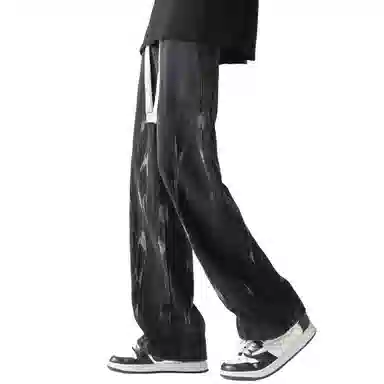 稻草人 基础款高街做旧泼墨舒适亲肤透气直筒长裤通勤百搭中腰宽松简约牛仔裤 男女同款