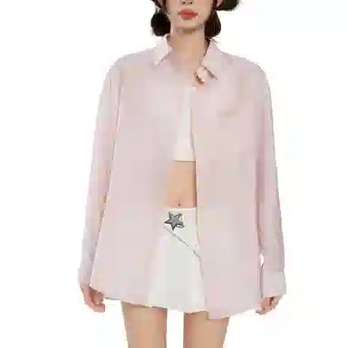 柏黛妃 小众设计感纯色简约长袖衬衫 女款 粉色