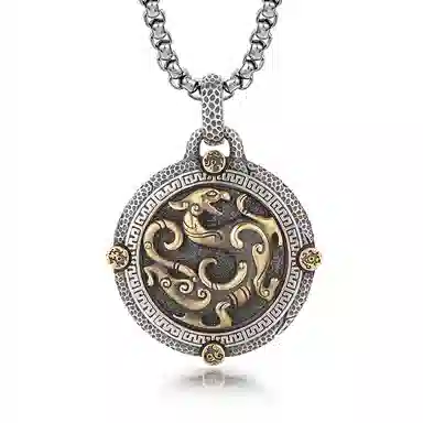 IDEAGEMER Five Elements Dragon Pendant Necklace 925 Silver