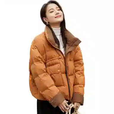 鸭鸭 拼色立领保暖百搭短款长袖羽绒服 女款