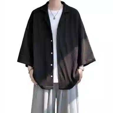 沐诚阳译 美式复古学院风慵懒休闲百搭落肩翻领日常通勤服饰美式高级感速干轻薄透气休闲通勤短袖衬衫 男女同款