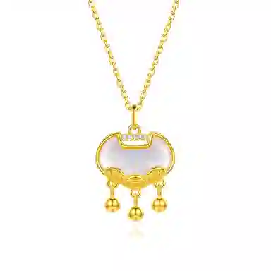 【S925银】 七好美银 钱币平安锁吉祥新中式国风优雅轻奢小众设计招财转运极简百搭高贵气质时尚专属#好运 首饰贝母 项链 男女同款情侣款