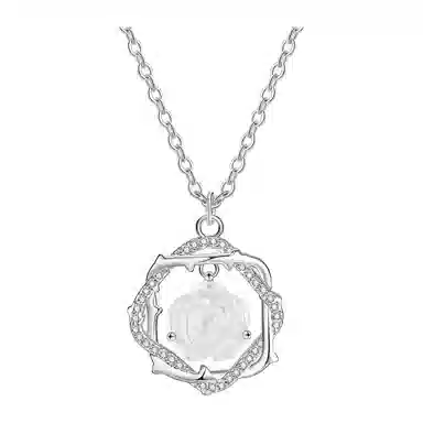 恋朵 森系时尚 荆棘玫瑰 守护 锁骨链 贝壳 项链 女款 银色好运