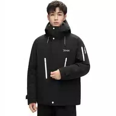 鸭鸭 山系户外工装风多口袋保暖加厚休闲宽松无性别连帽羽绒服 男女同款