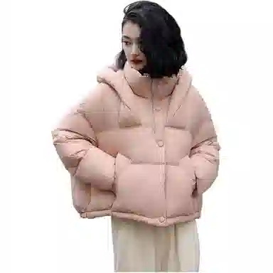鸭鸭 纯色简约宽松连帽加厚羽绒服 女款