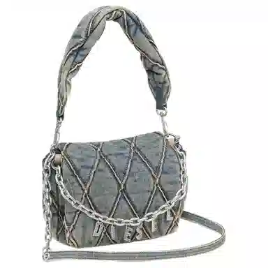 Diesel Quilted Cotton Tote Small Navy