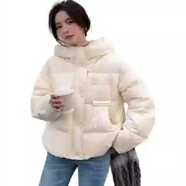 鸭鸭 短款加厚连帽羽绒服 女款