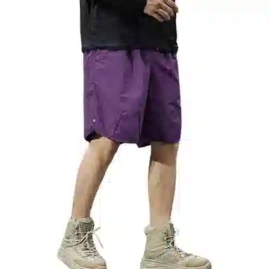 遨宇 美式夏威夷户外机能多巴胺轻薄速干工装男潮牌宽松大码高端排扣沙滩裤子男五分裤休闲短裤 男款