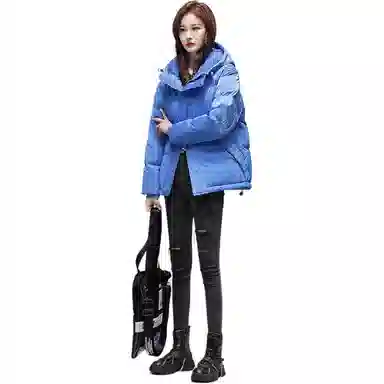 鸭鸭 字母拉链连帽羽绒服 女款