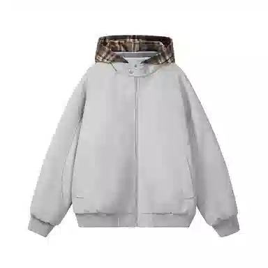 美式复古连帽加绒加厚休闲百搭卫衣夹克棉服 男女同款