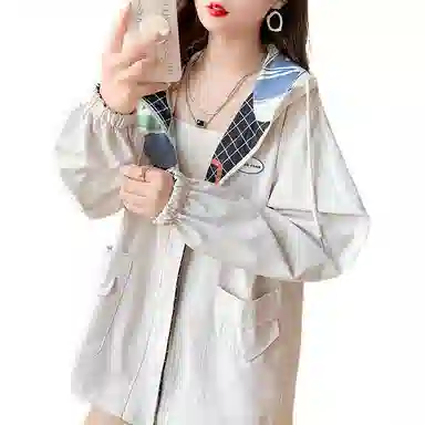 水中花 连帽格子字母卫衣 女款