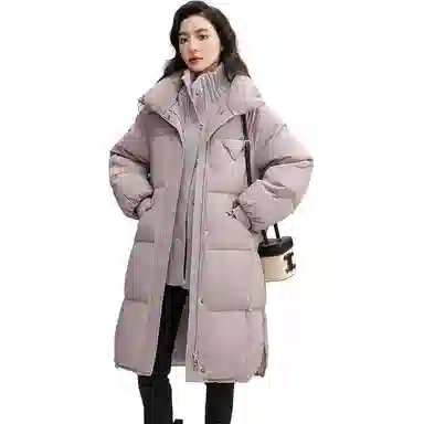 鸭鸭 纯色立领加厚休闲长袖羽绒服 女款