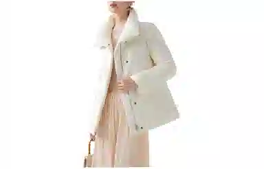 波司登 纯色修身翻领短款休闲长袖羽绒服 女款 栀子白