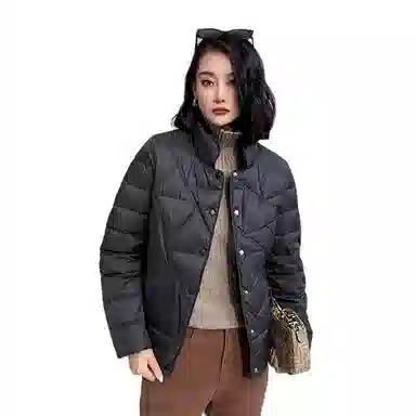 鸭鸭 通勤立领纯色短款长袖羽绒服 女款