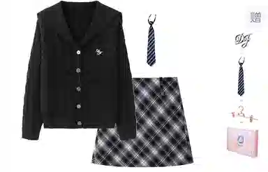 东鲸岁时记 学院风海军领复古绞花上衣毛衣外套学姐感松弛感宽松文艺风经典格纹半裙穿搭一整套裙装套装 秋冬季 女款 礼盒装 米白色