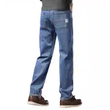 顶峰保罗 无性别主义美式高街潮牌垂感水洗做旧宽松直筒薄款休闲时尚百搭长裤子高端设计感牛仔裤 男女同款